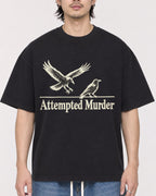 Mockup Boxy Heavyweight Tee Black male close-up 23