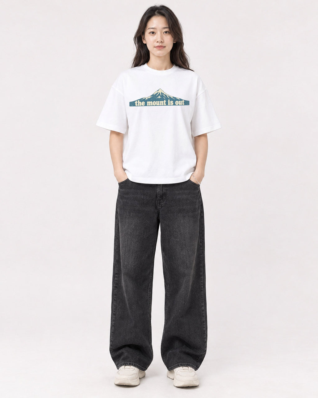 Mockup Boxy Heavyweight Tee White female full-body 03