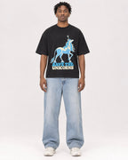 Mockup Boxy Heavyweight Tee Black male full-body 05