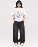 Mockup Boxy Heavyweight Tee White female full-body 13