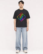 Mockup Boxy Heavyweight Tee Black male full-body 13