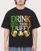 Mockup Boxy Heavyweight Tee Black male close-up 03