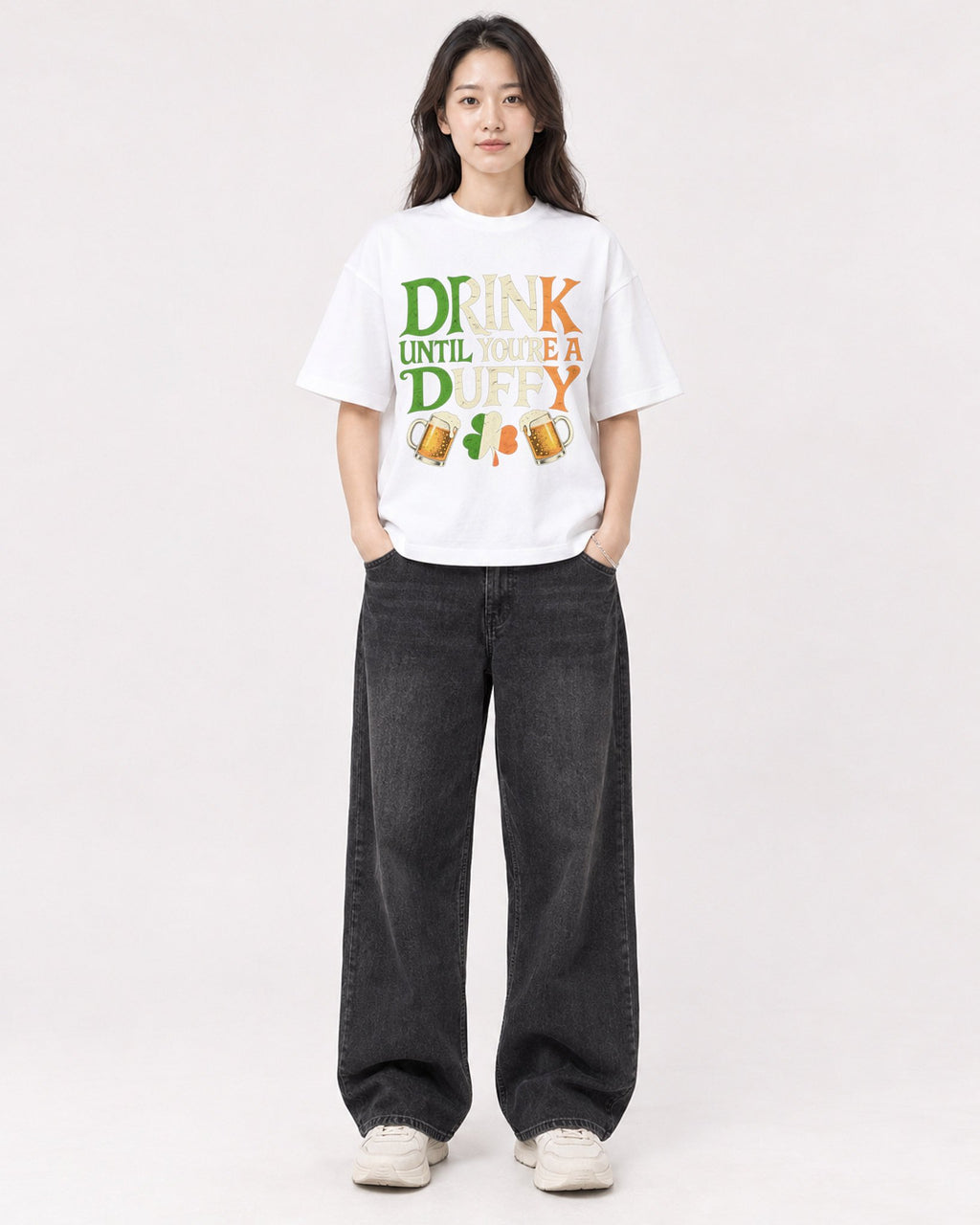 Mockup Boxy Heavyweight Tee White female full-body 03