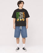 Mockup Boxy Heavyweight Tee Black male full-body 03
