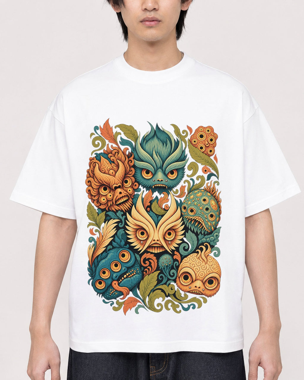Mockup Boxy Heavyweight Tee White male close-up 11
