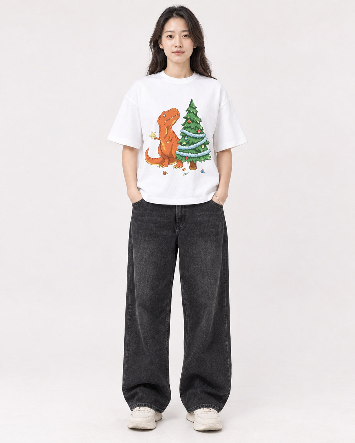 Mockup Boxy Heavyweight Tee White female full-body 03