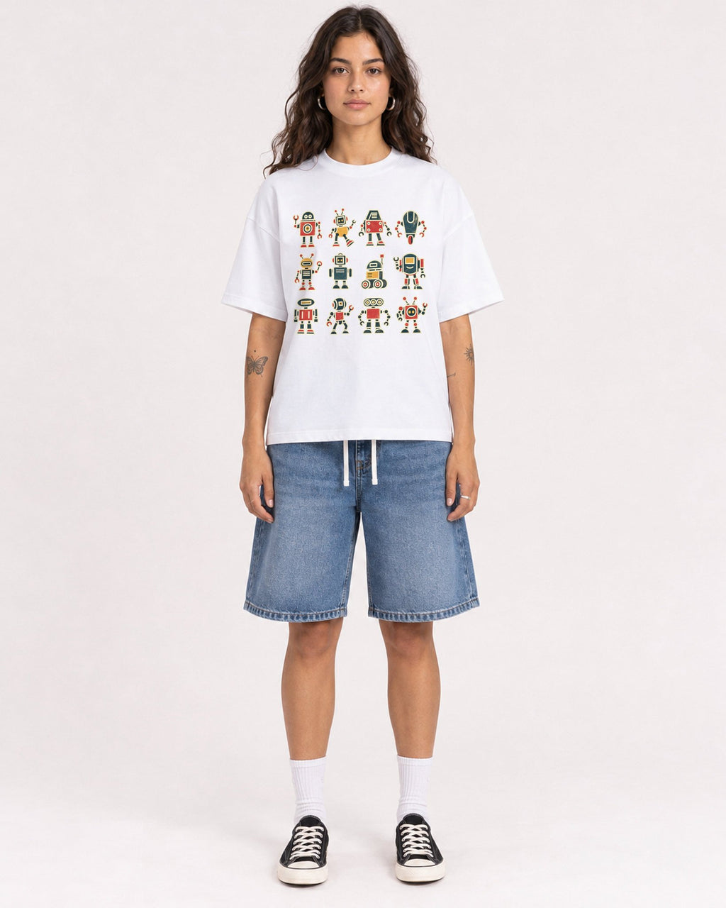 Mockup Boxy Heavyweight Tee White female full-body 06