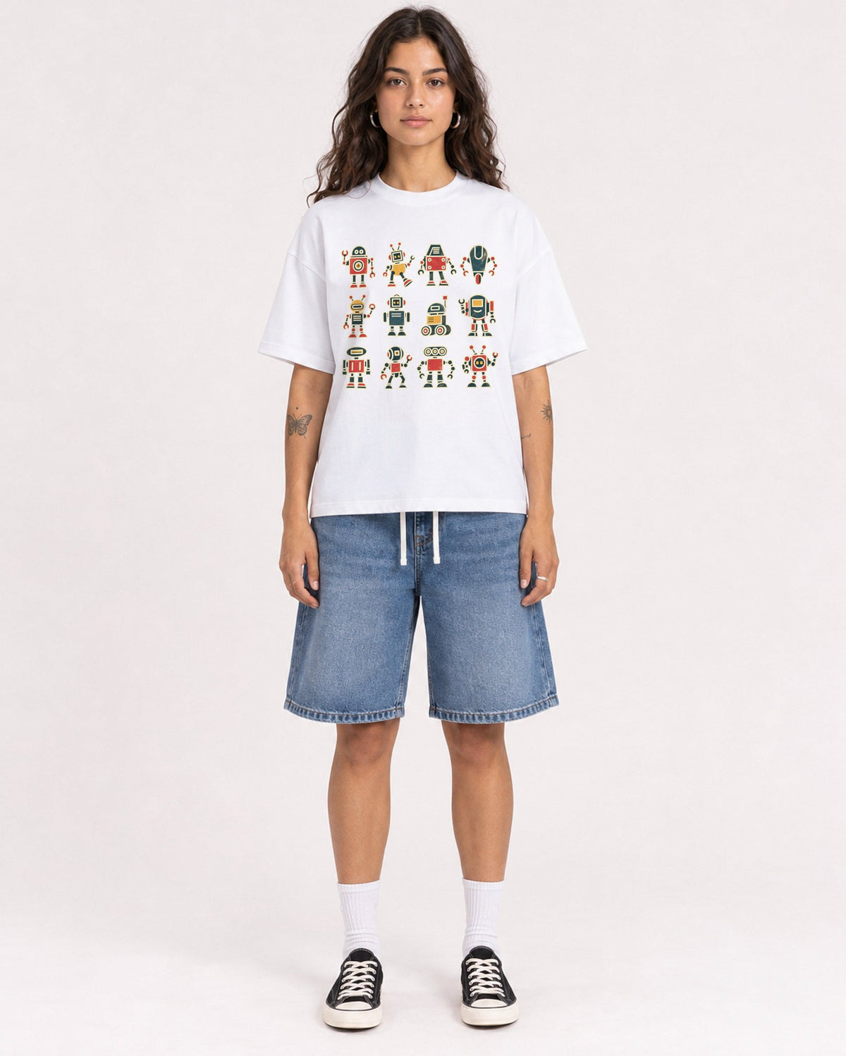 Mockup Boxy Heavyweight Tee White female full-body 06