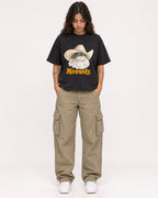 Mockup Boxy Heavyweight Tee Black female full-body 06