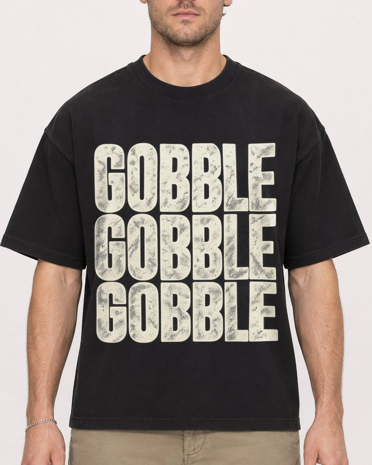 Mockup Boxy Heavyweight Tee Black male close-up 08