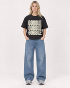 Mockup Boxy Heavyweight Tee Black female full-body 08