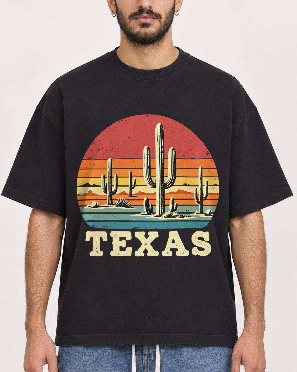 Mockup Boxy Heavyweight Tee Black male close-up 07