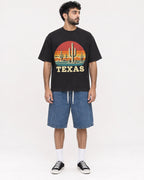 Mockup Boxy Heavyweight Tee Black male full-body 07