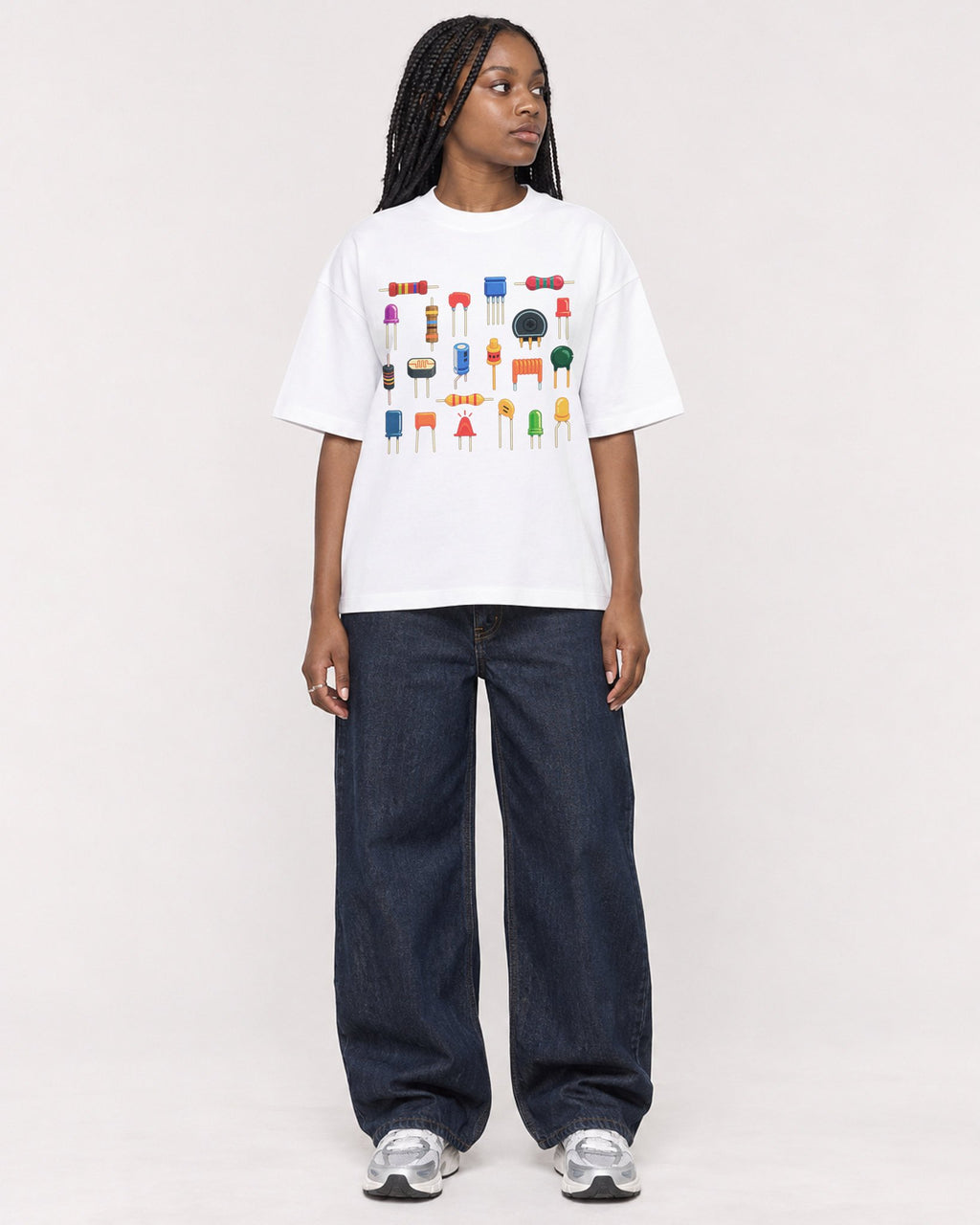 Mockup Boxy Heavyweight Tee White female full-body 04