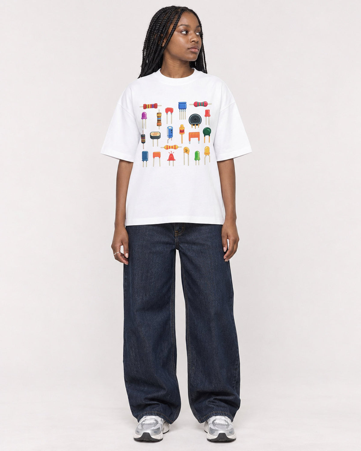 Mockup Boxy Heavyweight Tee White female full-body 04