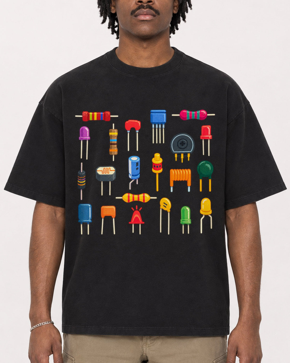 Mockup Boxy Heavyweight Tee Black male close-up 04