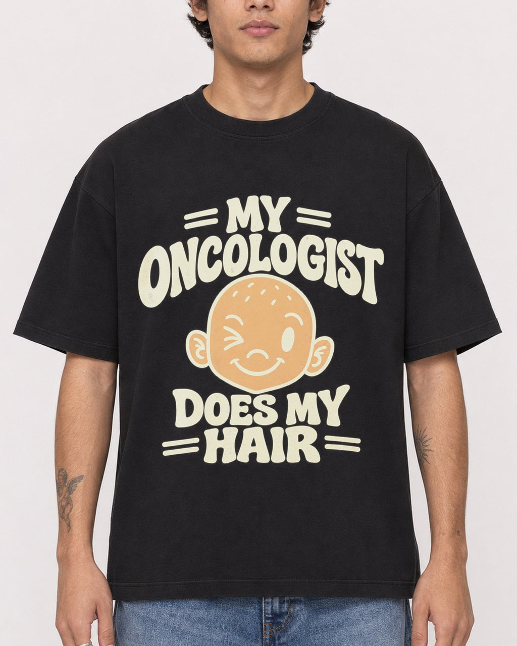 Mockup Boxy Heavyweight Tee Black male close-up 06