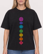 Mockup Boxy Heavyweight Tee Black female close-up 08