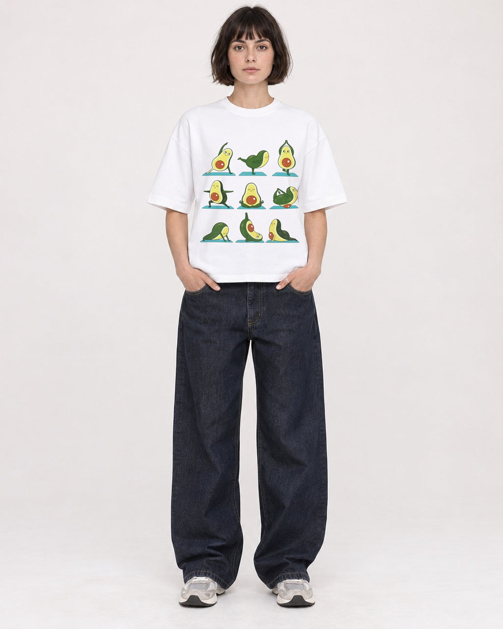 Mockup Boxy Heavyweight Tee White female full-body 39