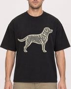 Mockup Boxy Heavyweight Tee Black male close-up 08