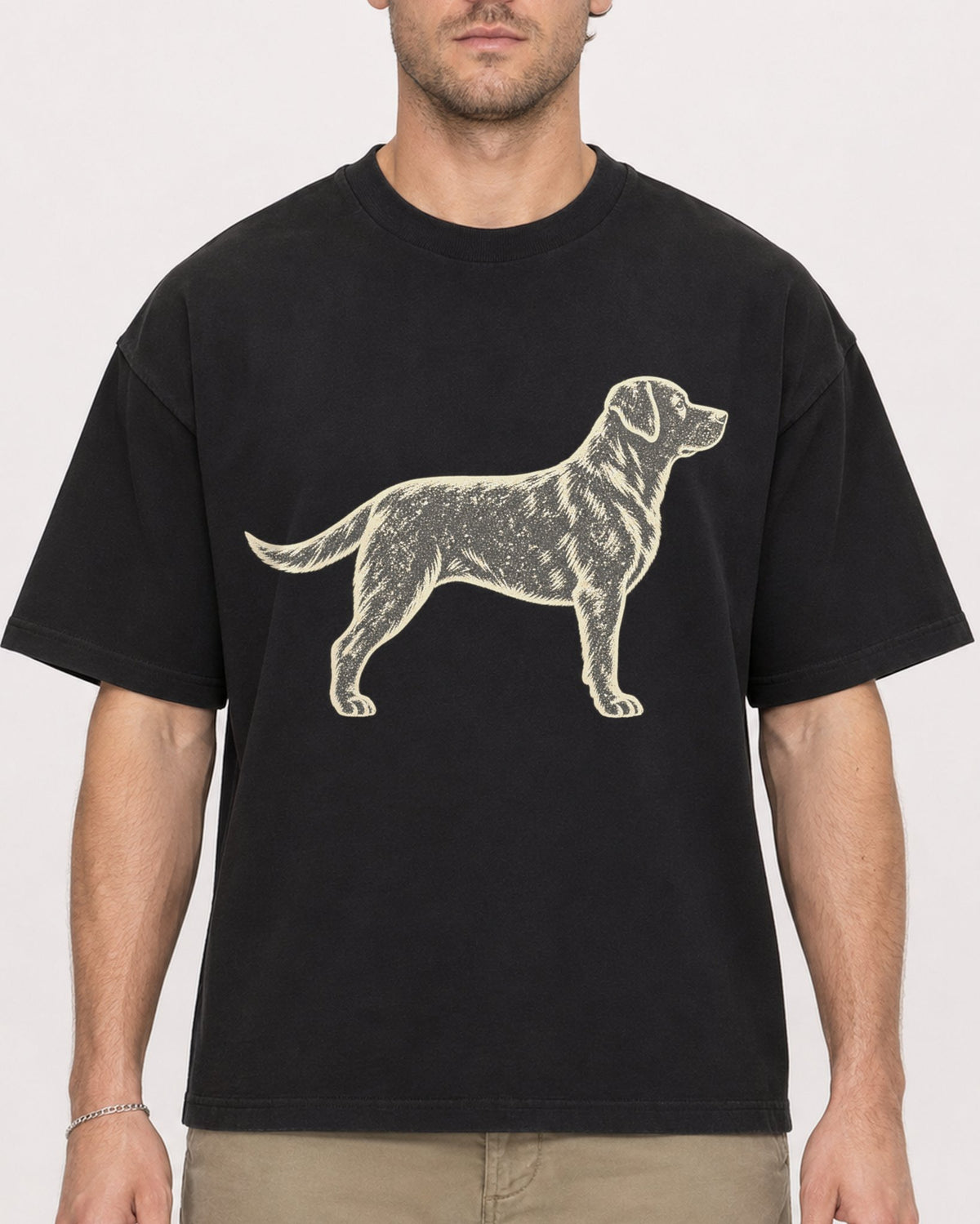 Mockup Boxy Heavyweight Tee Black male close-up 08