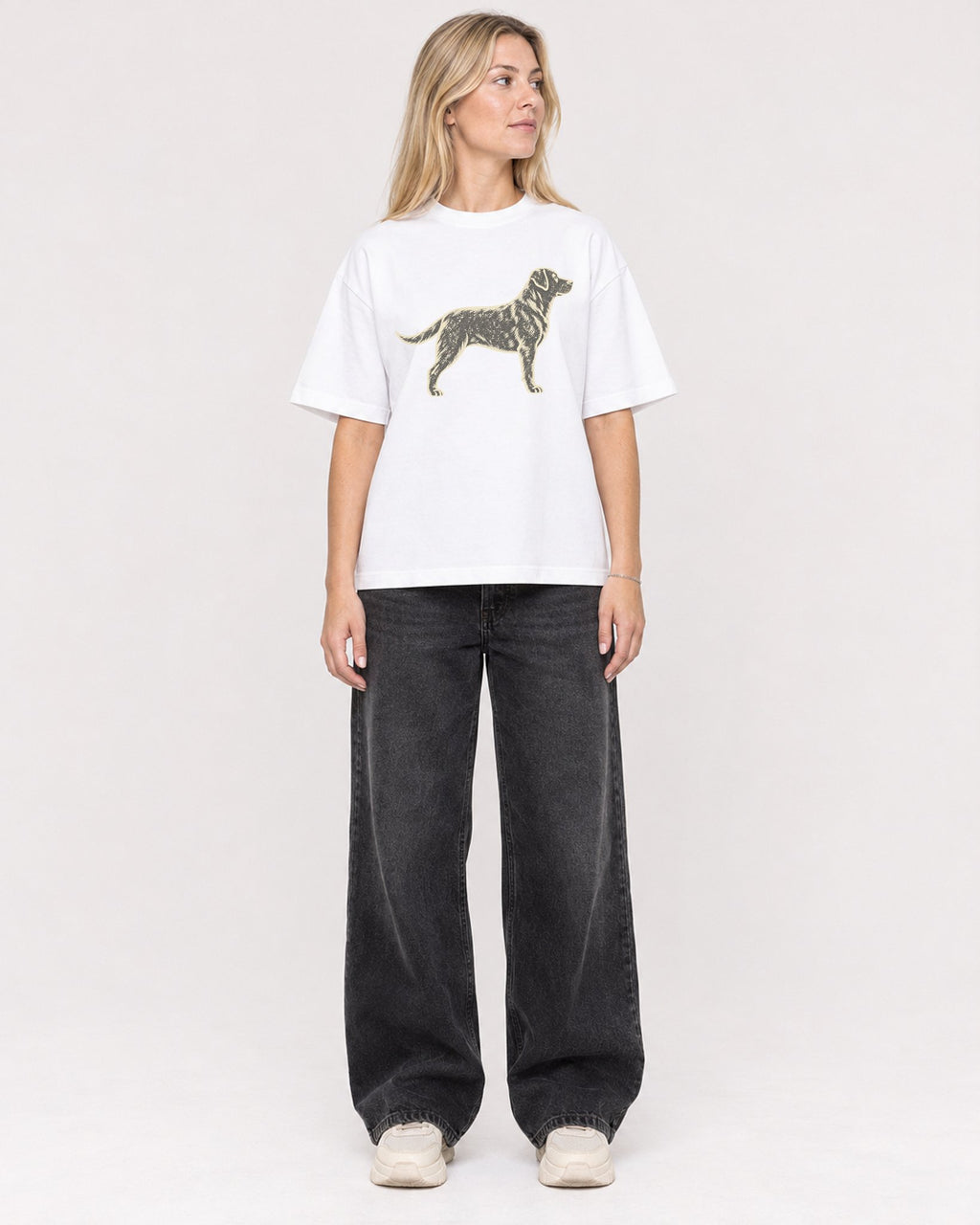 Mockup Boxy Heavyweight Tee White female full-body 08