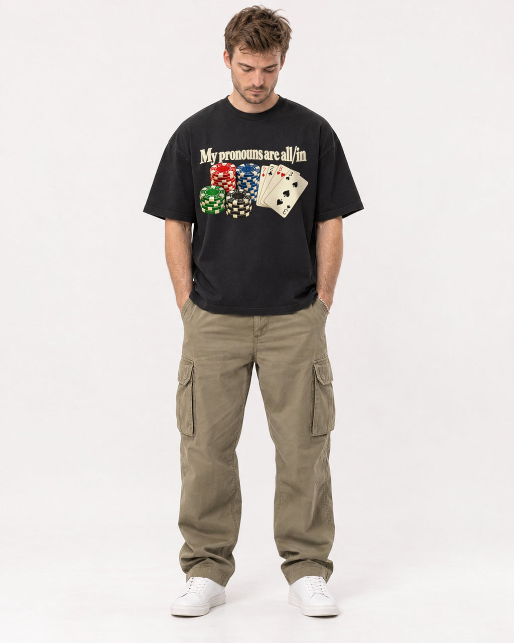 Mockup Boxy Heavyweight Tee Black male full-body 08