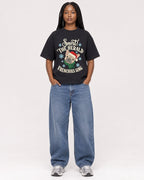 Mockup Boxy Heavyweight Tee Black female full-body 04