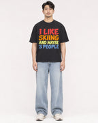 Mockup Boxy Heavyweight Tee Black male full-body 13