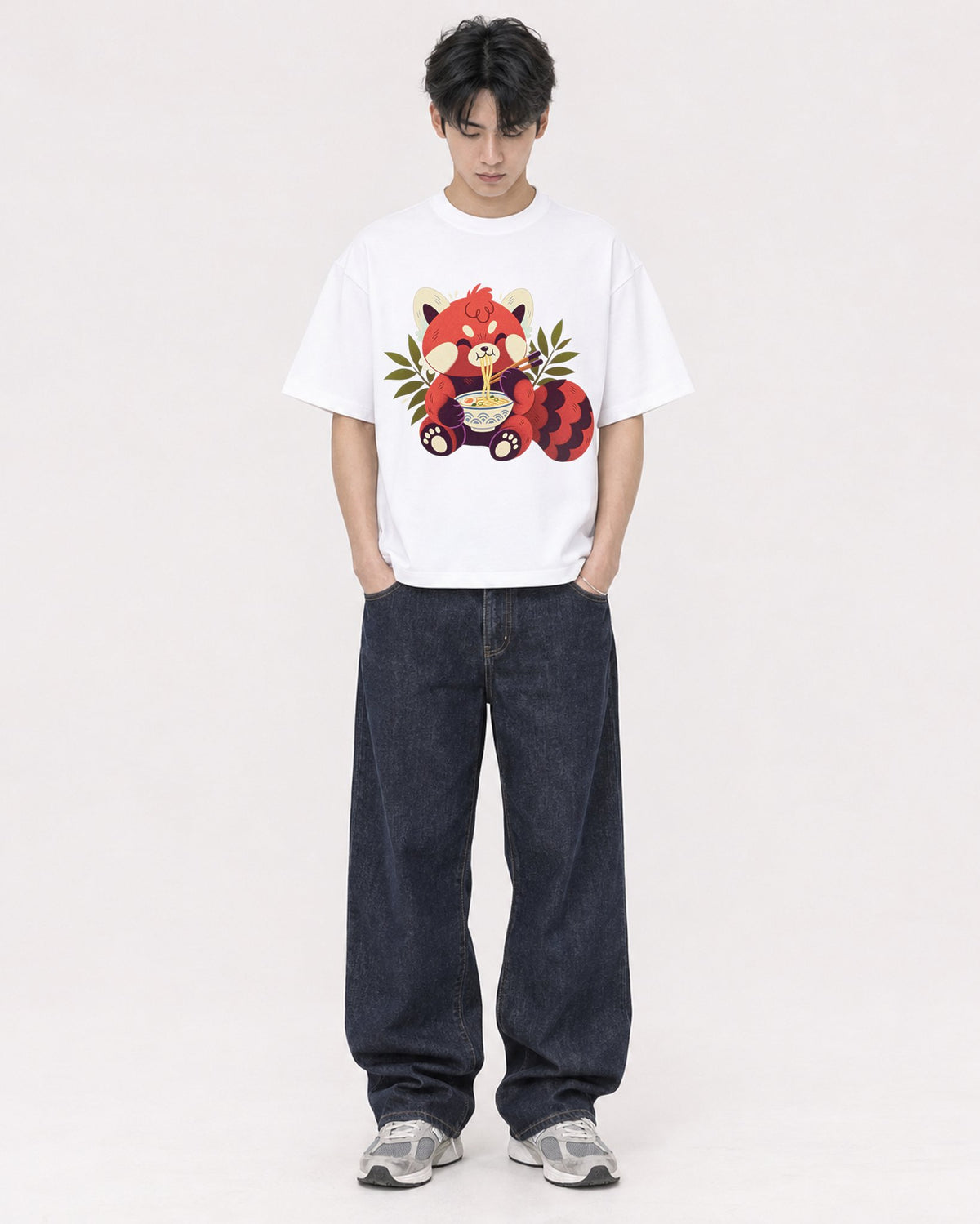 Mockup Boxy Heavyweight Tee White male full-body 31