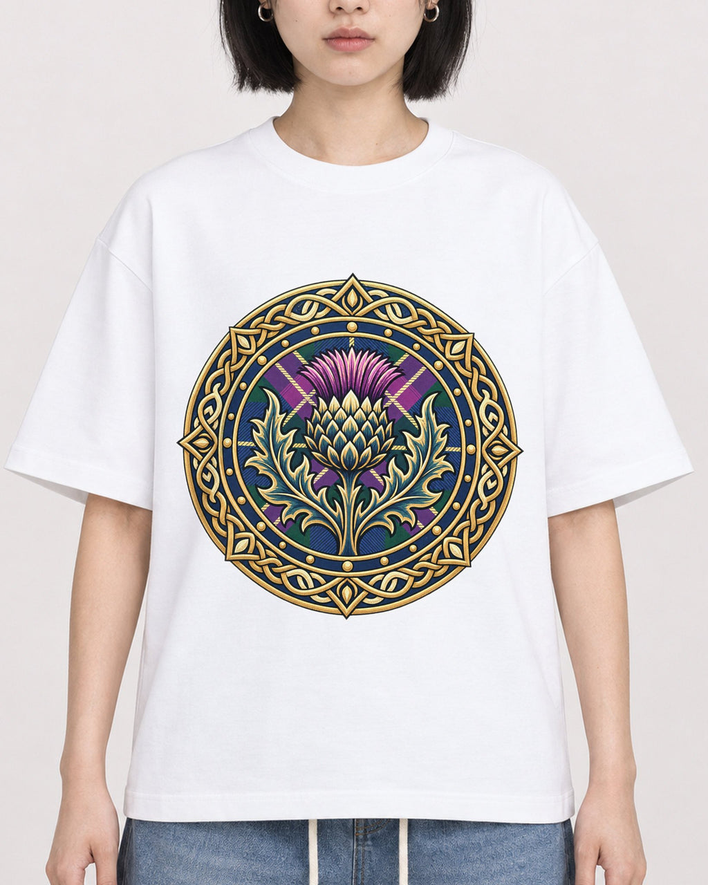Mockup Boxy Heavyweight Tee White female close-up 11