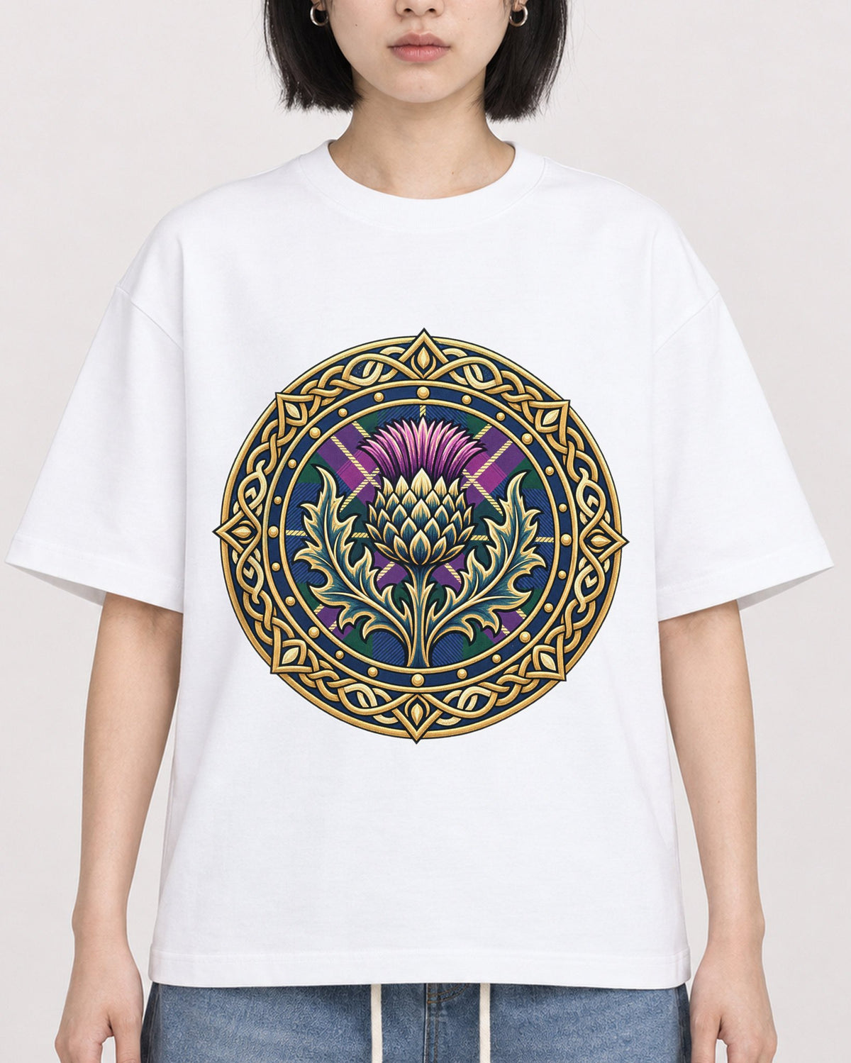 Mockup Boxy Heavyweight Tee White female close-up 11