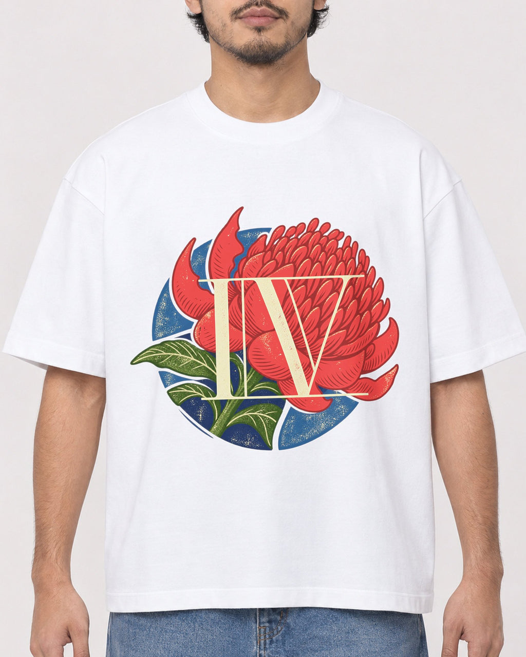 Mockup Boxy Heavyweight Tee White male close-up 02
