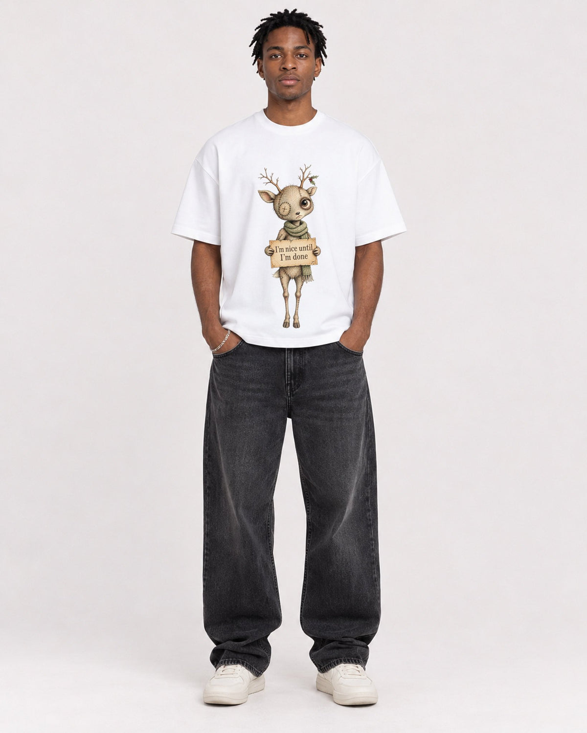 Mockup Boxy Heavyweight Tee White male full-body 05