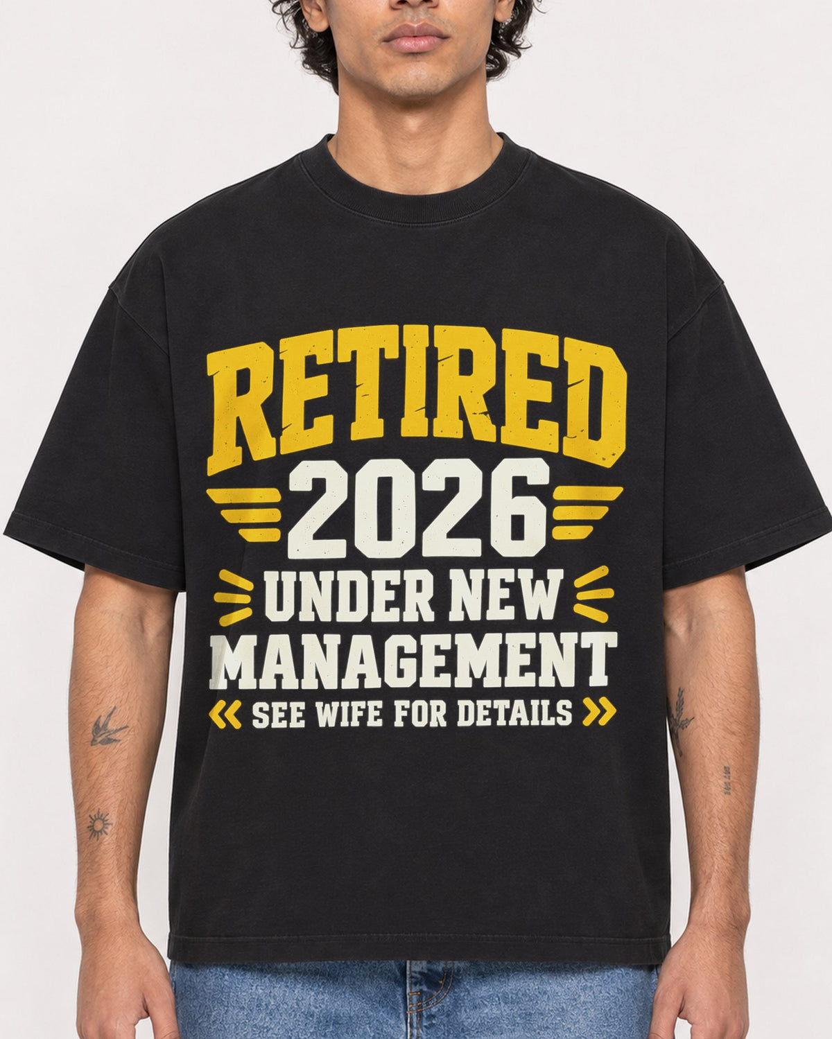 Mockup Boxy Heavyweight Tee Black male close-up 30
