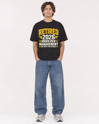 Mockup Boxy Heavyweight Tee Black male full-body 30