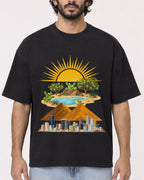 Mockup Boxy Heavyweight Tee Black male close-up 17