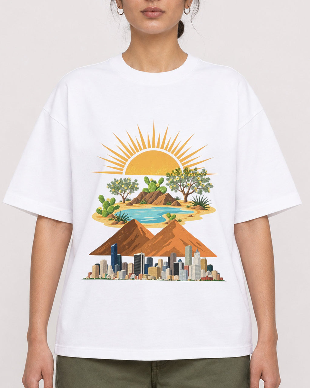 Mockup Boxy Heavyweight Tee White female close-up 17
