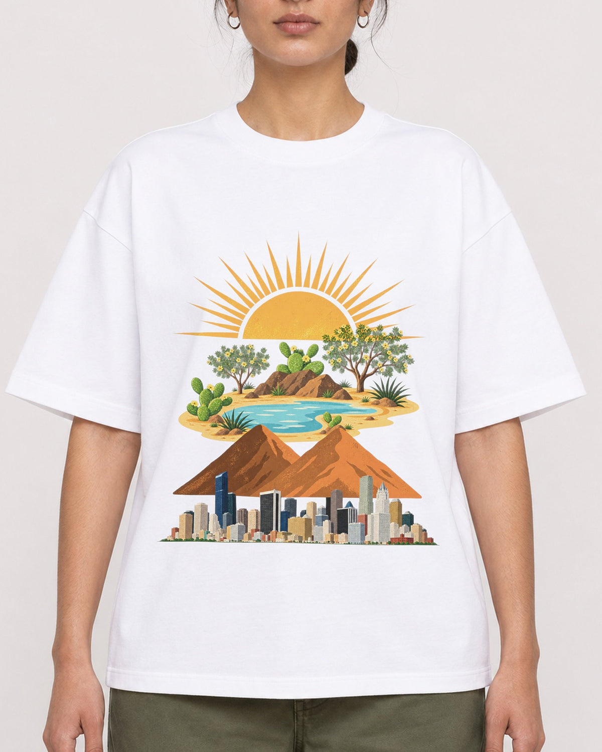 Mockup Boxy Heavyweight Tee White female close-up 17