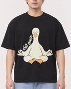 Mockup Boxy Heavyweight Tee Black male close-up 13