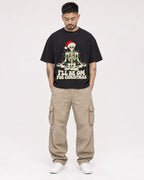 Mockup Boxy Heavyweight Tee Black male full-body 12