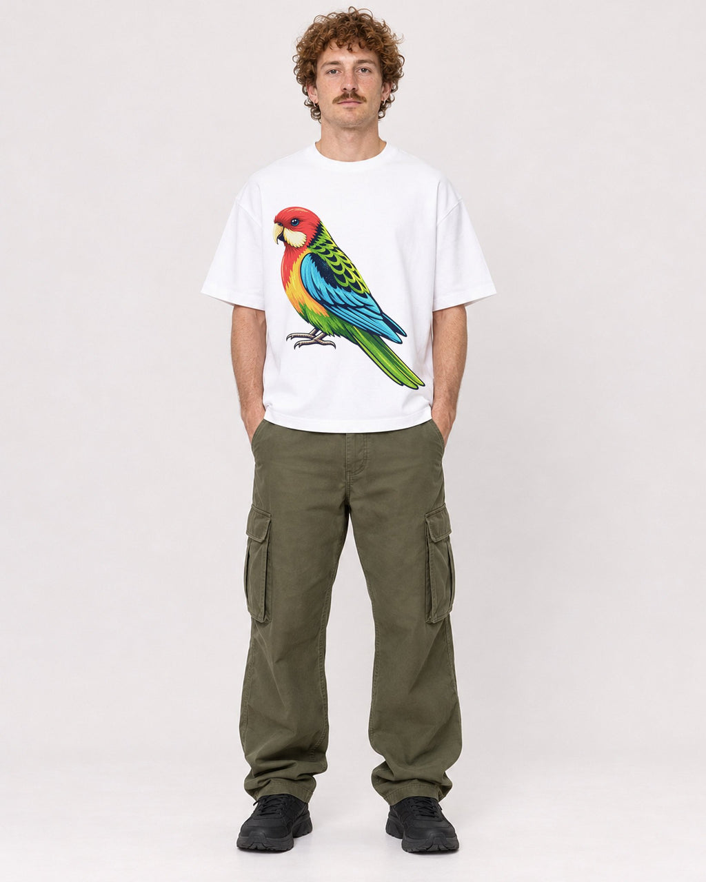 Mockup Boxy Heavyweight Tee White male full-body 09