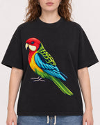 Mockup Boxy Heavyweight Tee Black female close-up 09