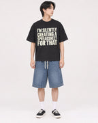 Mockup Boxy Heavyweight Tee Black male full-body 11