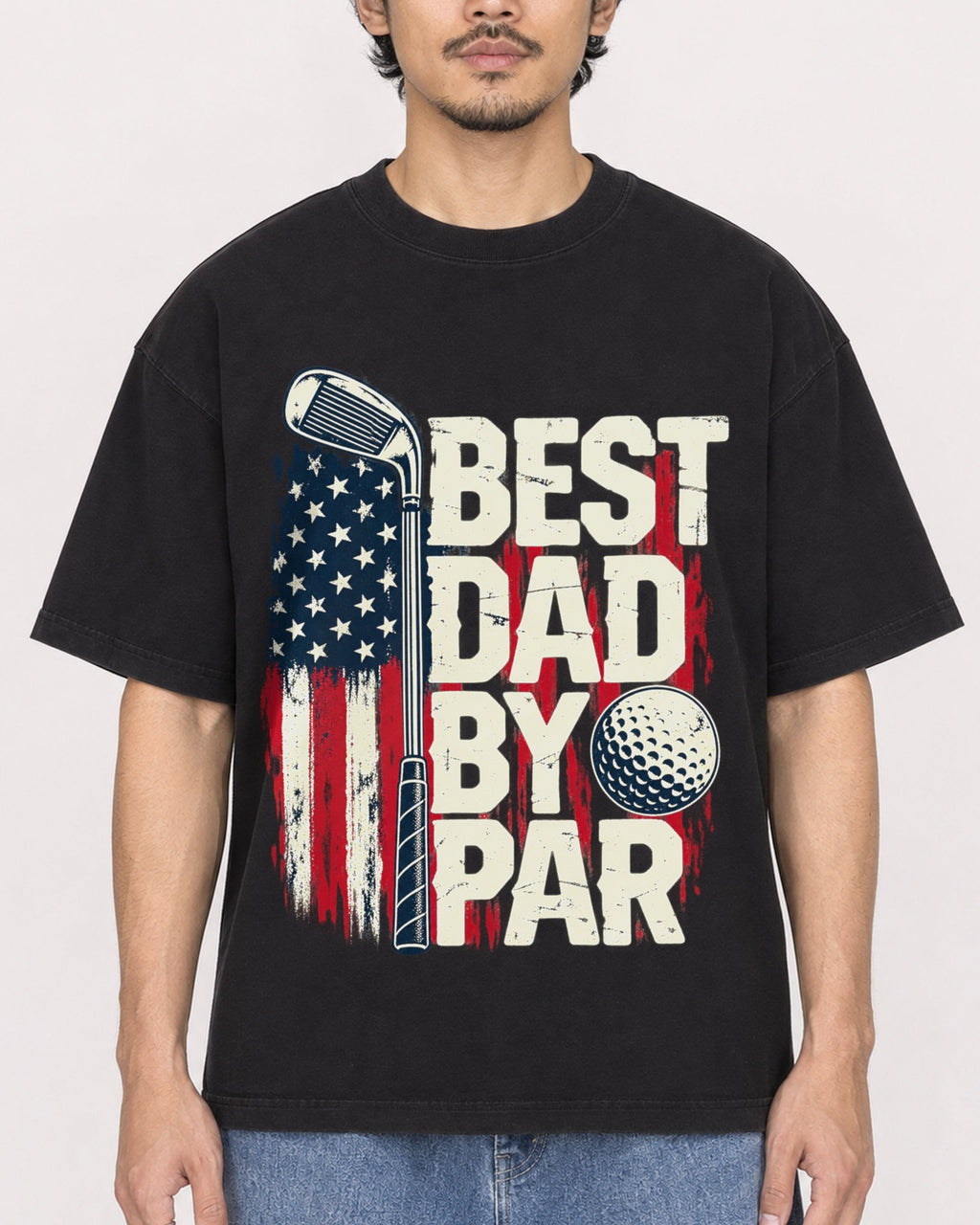 Mockup Boxy Heavyweight Tee Black male close-up 02