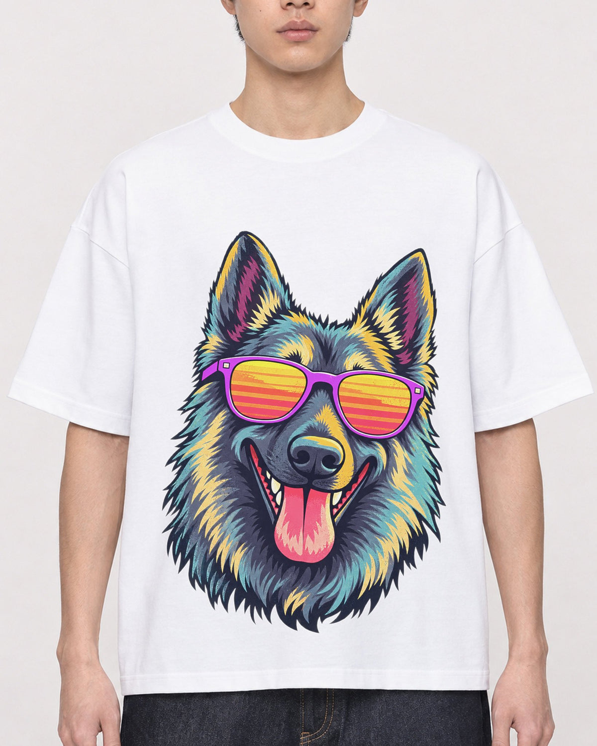 Mockup Boxy Heavyweight Tee White male close-up 01