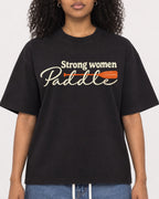 Mockup Boxy Heavyweight Tee Black female close-up 05