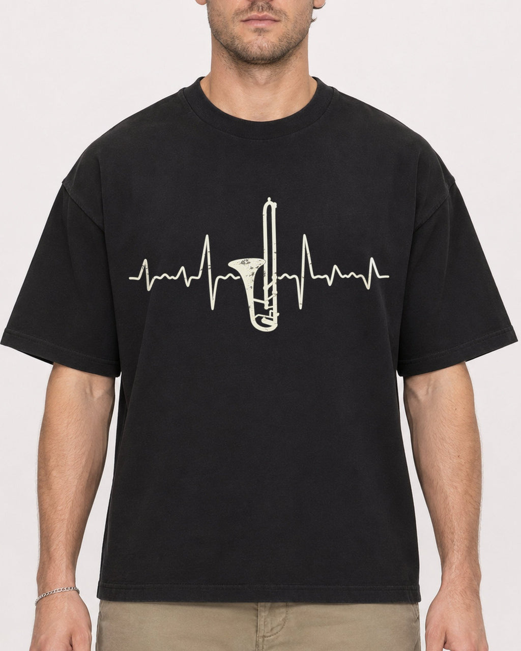 Mockup Boxy Heavyweight Tee Black male close-up 08
