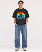 Mockup Boxy Heavyweight Tee Black male full-body 10