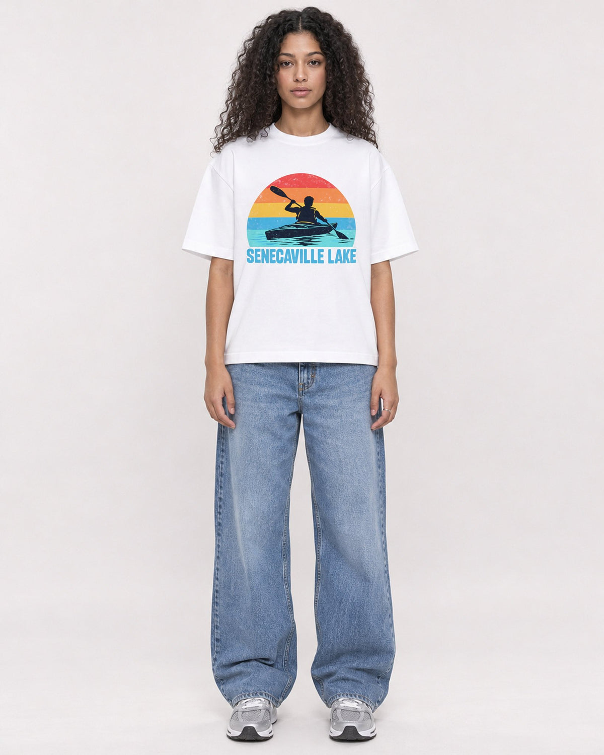 Mockup Boxy Heavyweight Tee White female full-body 10